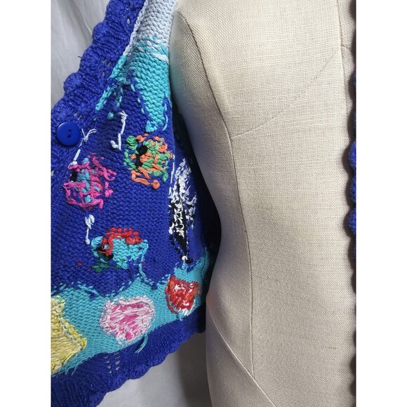 Vintage Star Blue Originals Ocean theme Women's Sweater Size Small sleeveless - Picture 8 of 13